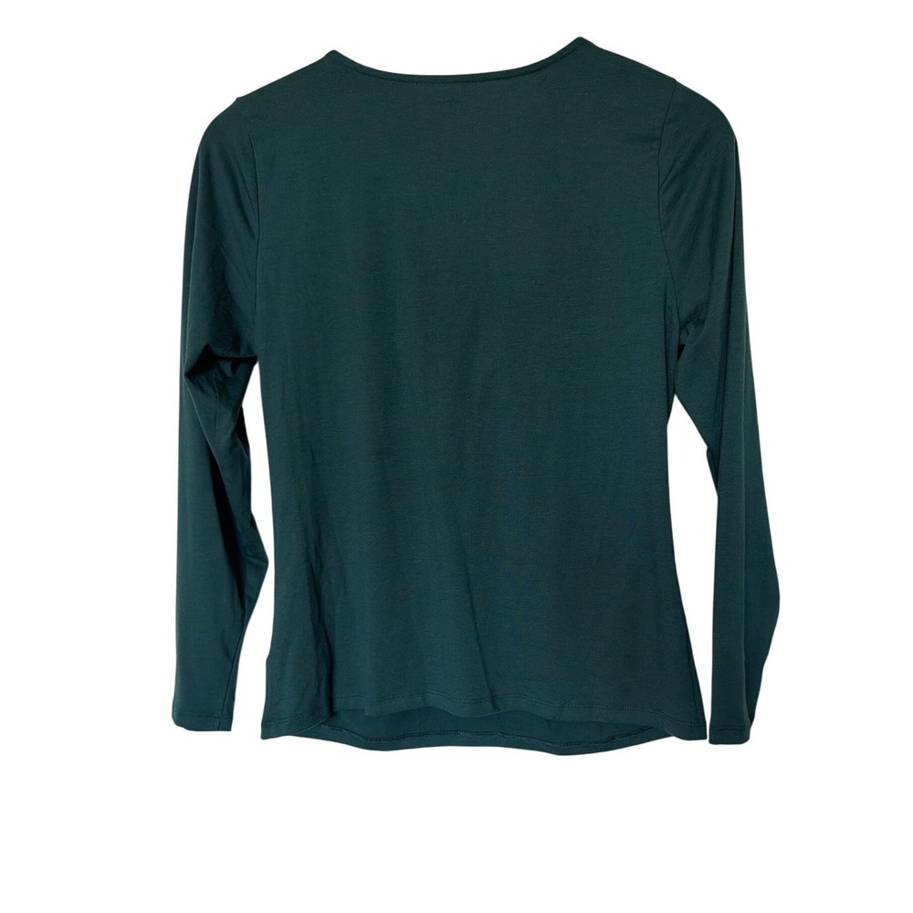 Old Navy Twist Front Top Womens Emerald Isle Green Sweetheart Neck Long Sleeve - Picture 2 of 5